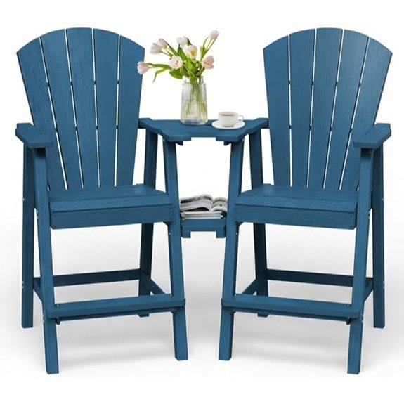 tall adirondack chairs navy blue two set with trays