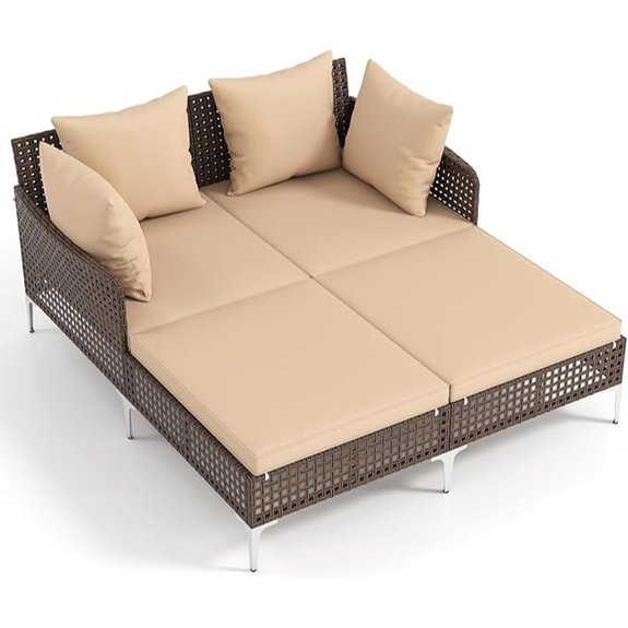 tangkula brown rattan daybed