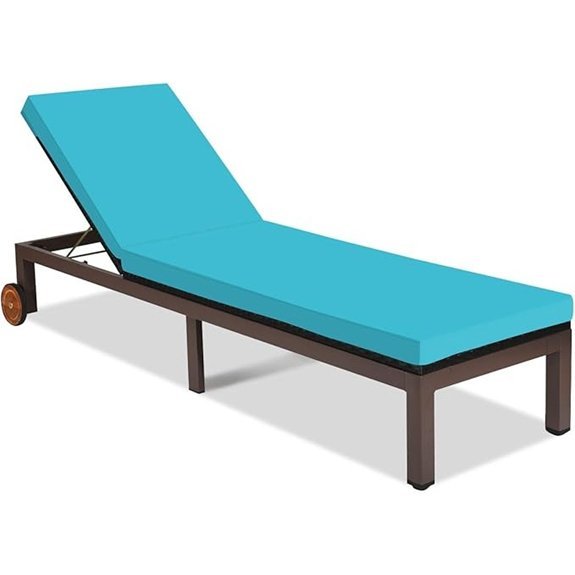 tangkula turquoise rattan chaise lounge