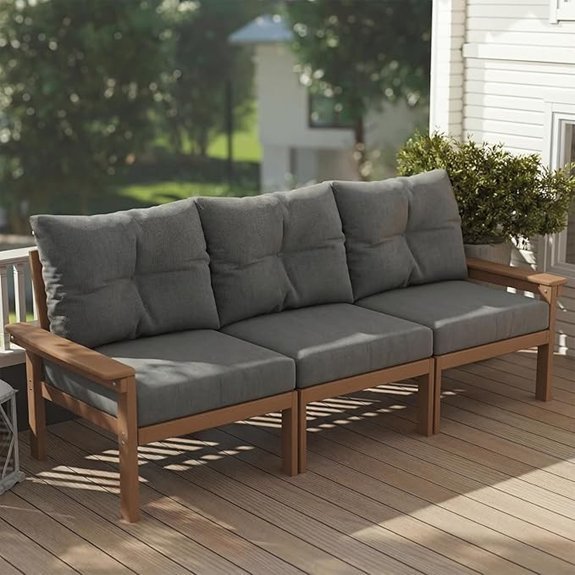 teak hdpe patio sofa washable cushions included