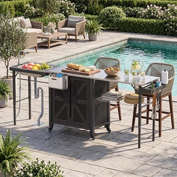 three in one stainless grill cart with sink