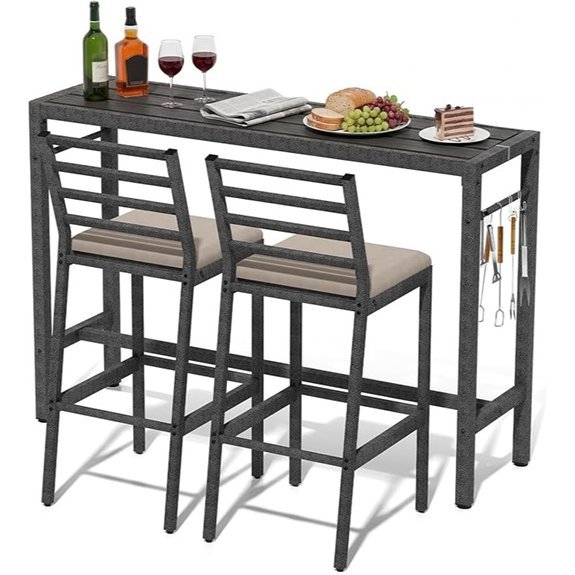 three piece outdoor bar set with cushions