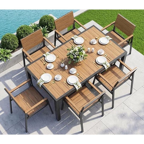vexwalx 7 piece gray teak dining