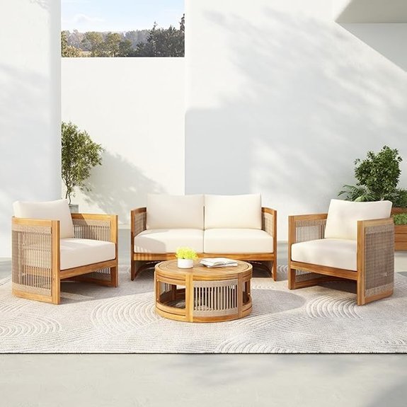 vilrocaz teak beige set