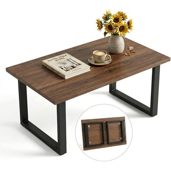 walnut folding coffee table