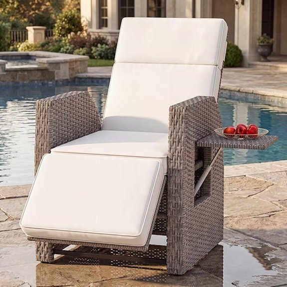 wicker outdoor recliner beige