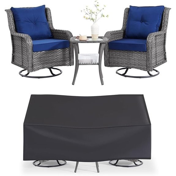wicker patio set with swivel chairs