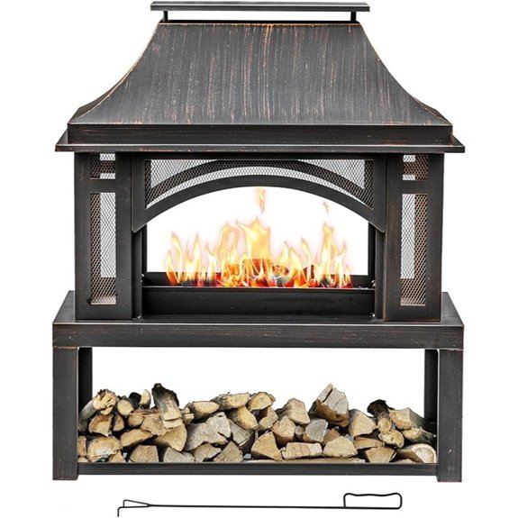 wood burning fire pit with storage