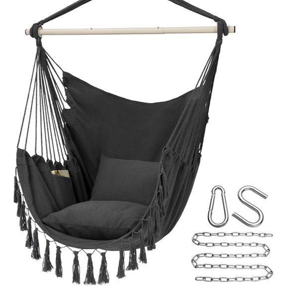 y stop macrame hammock chair cushions included dark grey