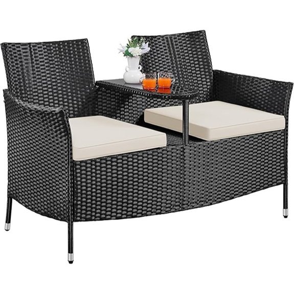 yaheetech wicker loveseat set
