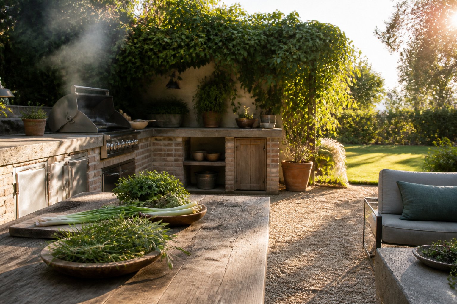 A variety of outdoor kitchen setups showcasing different styles and features.